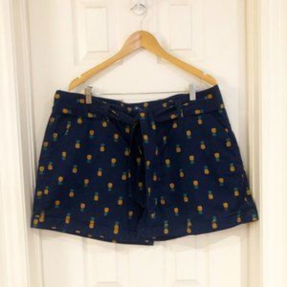 💖💖 J. Crew Belted Navy Shorts With Mini Pineapples Size 20 - Picture 1 of 1